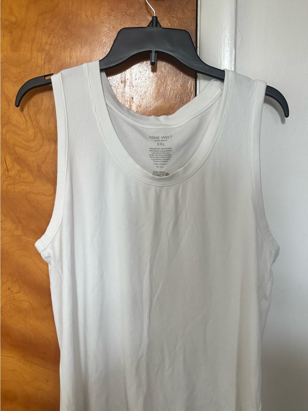 Nine West White Ribbed Soft Spun Tank Top